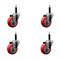 Service Caster 3.5'' Red Poly Wheel Swivel 3/4'' Expanding Stem Caster Set, 4PK SCC-EX20S3514-PPUB-RED-34-4 - alternate 1